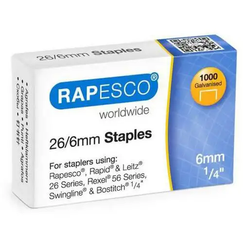 Scatola da 1000 punti 26/6 galvanizzata per spillatrice - Rapesco