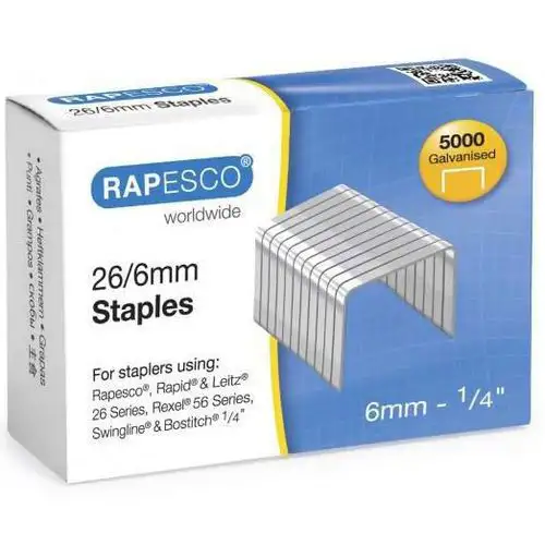Scatola da 5000 punti 26/6 galvanizzata per spillatrice - Rapesco