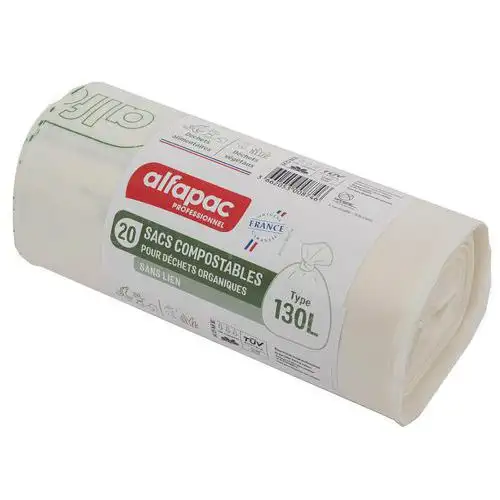 Sacco per rifiuti compostabile - 130 L per rifiuti organici - Alfapac