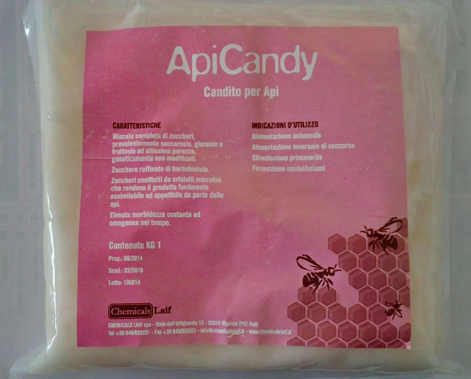 Apicandy 1 Kg candito per apicoltura purissimo per api in sacchetto da 1kg