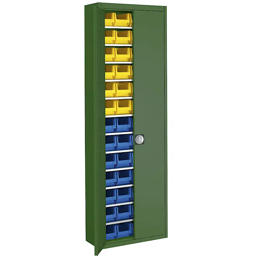 Armadio magazzino con cassette – mauser alt. x largh. x prof. 2150 x 680 x 280 mm, tinta unita