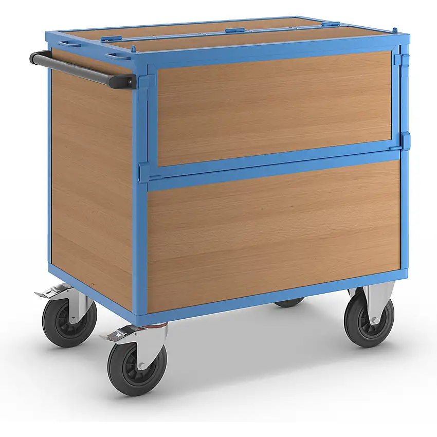 Carrello a cassone – eurokraft pro pareti in legno MDF, con coperchio
