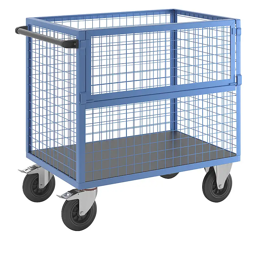 Carrello a cassone – eurokraft pro pareti in reticolare d'acciaio, senza coperchio
