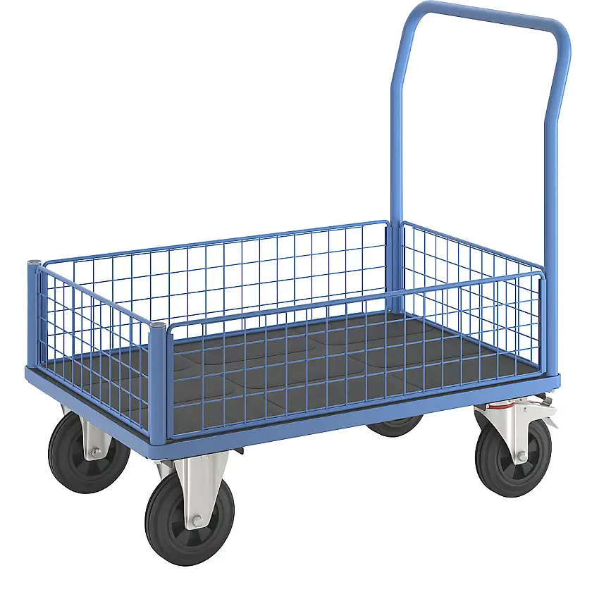 Carrello a pianale – eurokraft pro 4 sponde in griglia a metà altezza
