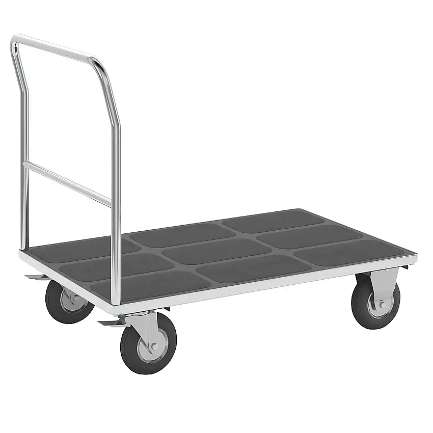 Carrello a pianale – eurokraft pro impugnatura tubolare, ruote con camera d'aria