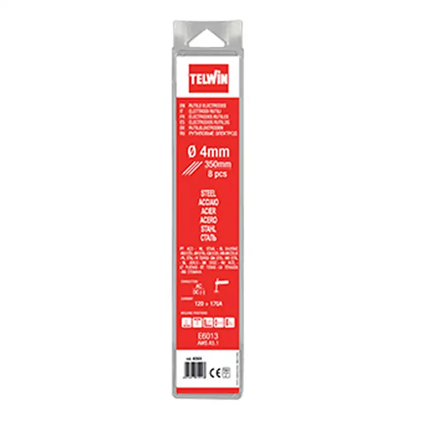 Elettrodi Rutili Telwin 4 mm per Acciaio, Confezione da 8 Pezzi per Saldatura MMA Professionale e Carpenteria Pesante | Telwin