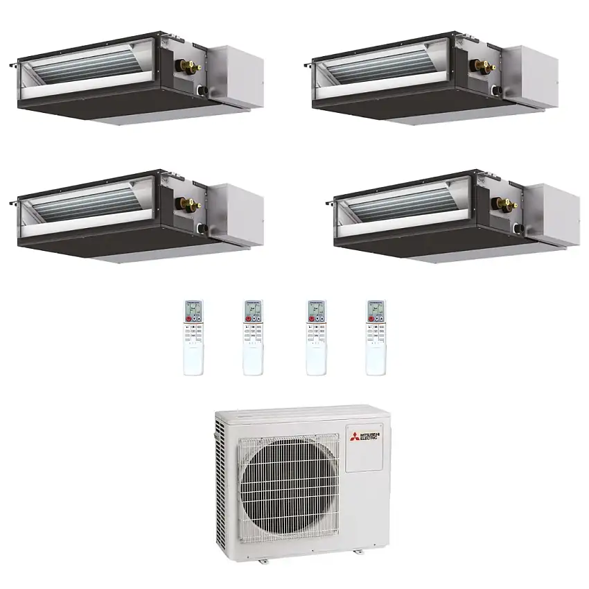 Condizionatore Climatizzatore Mitsubishi Electric Quadri Canalizzabile R-32 9000+9000+9000+12000 BTU+MXZ-4F72VF4 Wi-Fi Optional