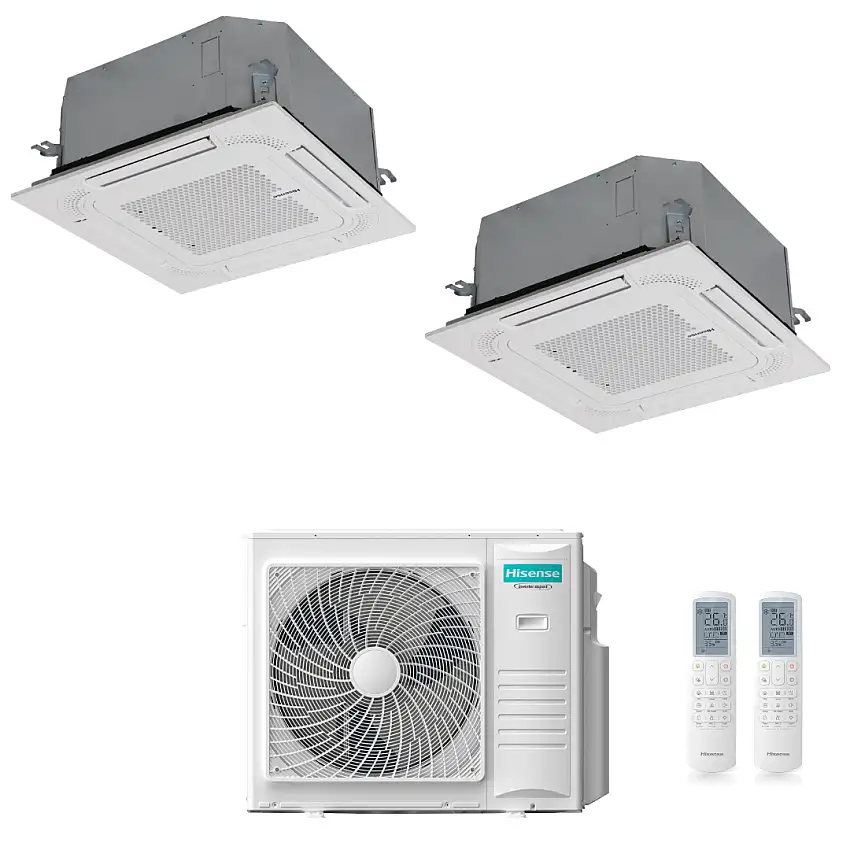Condizionatore Climatizzatore Hisense Dual Split Inverter a Cassetta 18000+18000 Con 5AMW105U4RQC Wi-Fi Optional - Comando Incluso