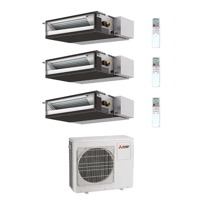 Condizionatore Climatizzatore Mitsubishi Electric Trial Split Canalizzabile R-32 9000+9000+9000 BTU+MXZ-3F54VF4 Wi-Fi Optional