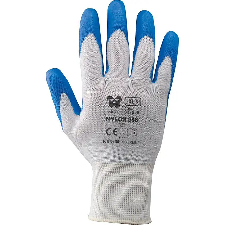 Guanti da lavoro "888 Blu" spalmati in poliuretano con polsino elastico e filo continuo