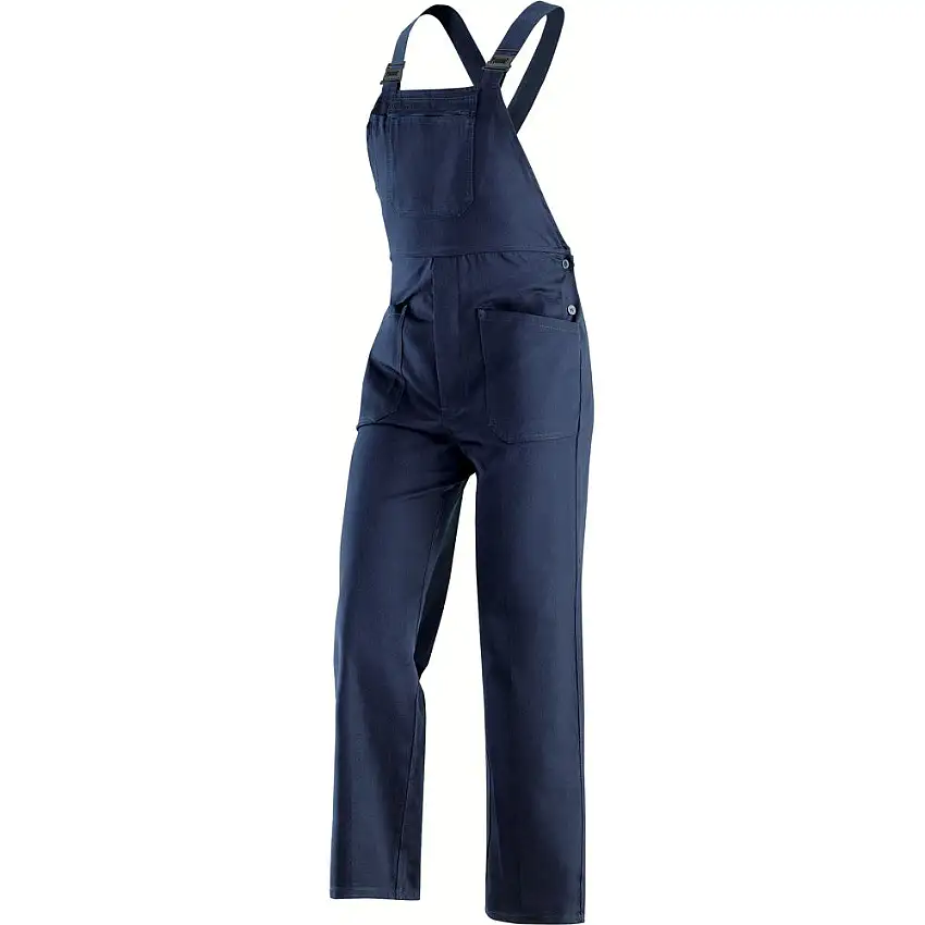 Pantalone con pettorina da lavoro realizzato con tessuto 100% cotone sanforizzato