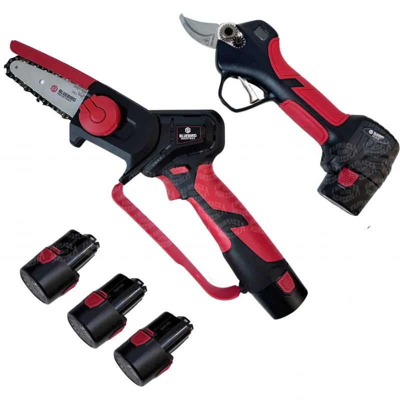 PS 22-23 e CS 22-04 3 kit da potatura completo di seghetto e forbici con 3 batterie