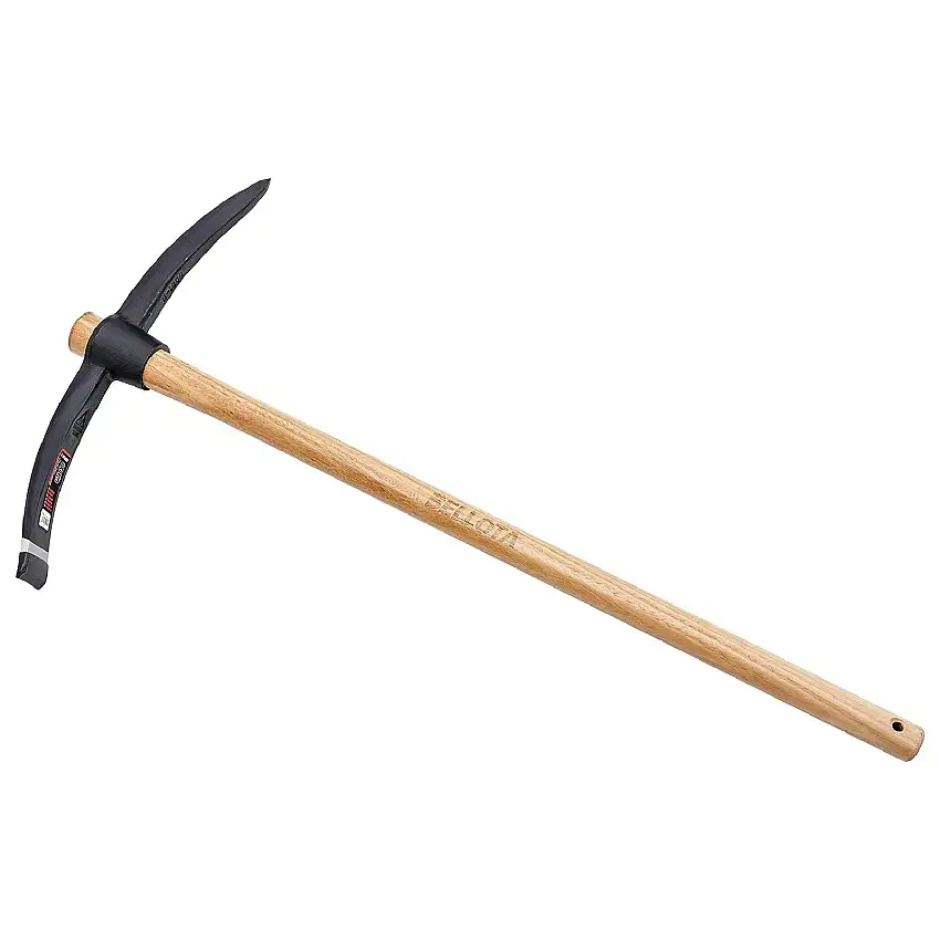 Piccone in acciaio temprato con occhio ovale fornito di manico in legno 1,5 kg
