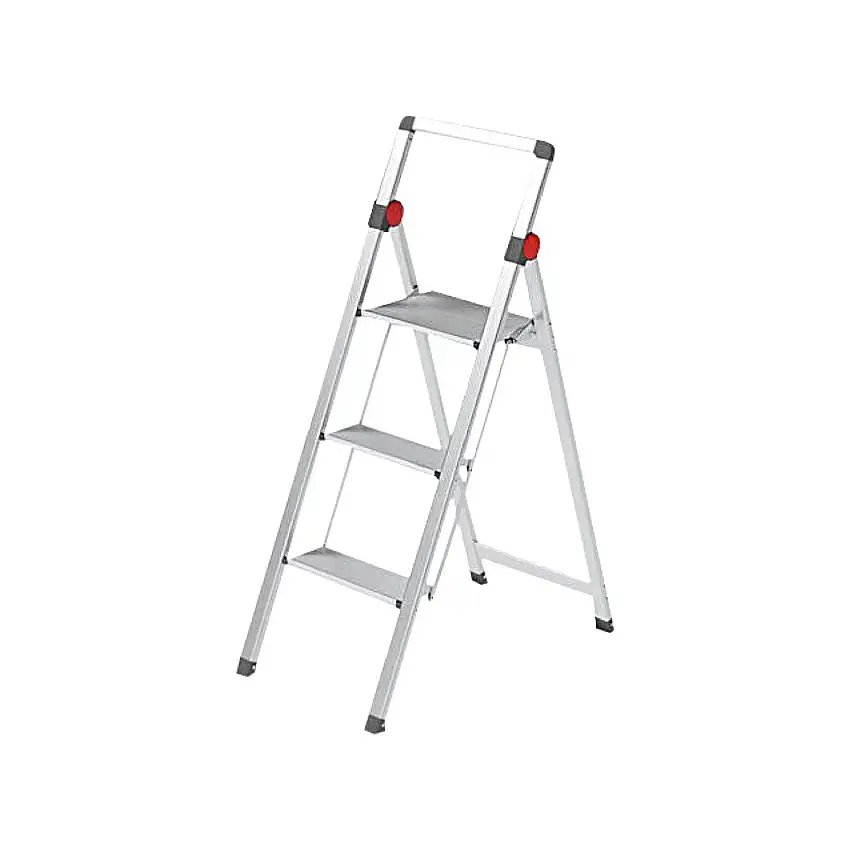 Sgabello "Mini-slimstep" in alluminio anodizzato leggerissimo a 3 gradini con piedini antiscivolo
