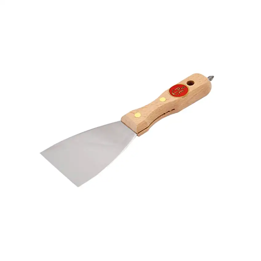 Spatola per stuccatori ART.505/I in acciaio inox e manico in legno con inserto cacciavite a croce