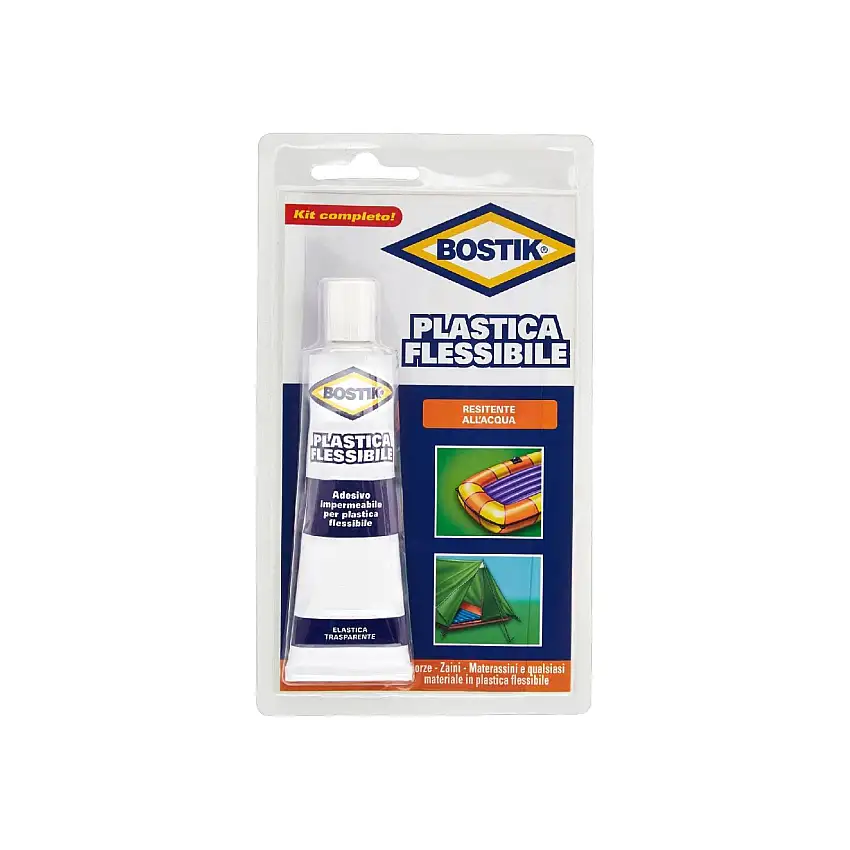 Adesivo a contatto "Plastica flessibile" rapido e resistente all'acqua in tubetto da 50 gr