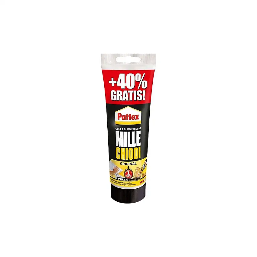 Adesivo millechiodi "Original" a presa rapida di colore bianco in tubetto da 250 gr + 40% gratis