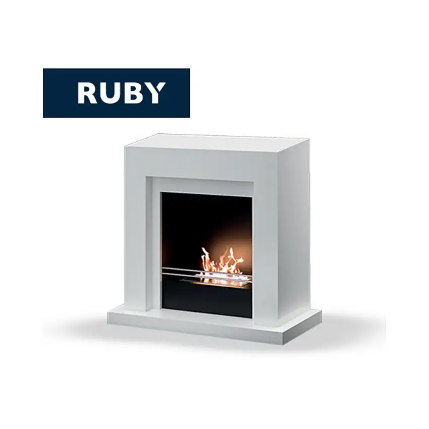 TECNOAIR SYSTEM Camino a Bioetanolo Ruby da Pavimento Modello UDINE Da 2,5 kW - Colore Bianco