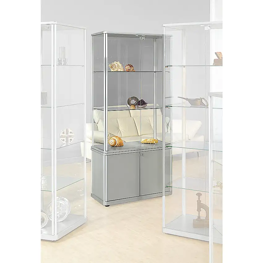 Vetrina dal design elegante – eurokraft pro con armadietto, alt. x largh. x prof. 1800 x 820 x 420 mm