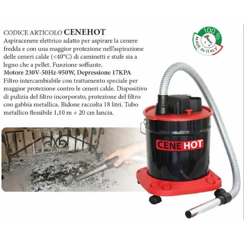 ASPIRACENERE ELETTRICO 950W Stufe a Pellet Caminetti e stufe a Legna - cenera Ca