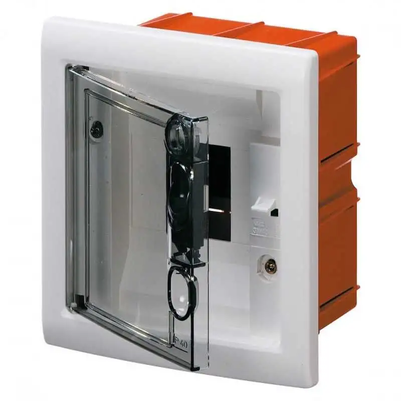 GEWISS GW40602 - Centralino Protetto Da Incasso, Porta Trasparente Fume Con Telaio Estraibile, 4 Moduli, IP40