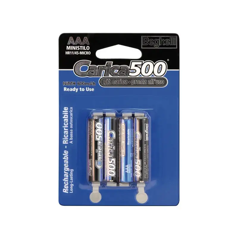 Batterie ricaricabili AAA carica500 1.5V - 800mAh - blister 4 pezzi