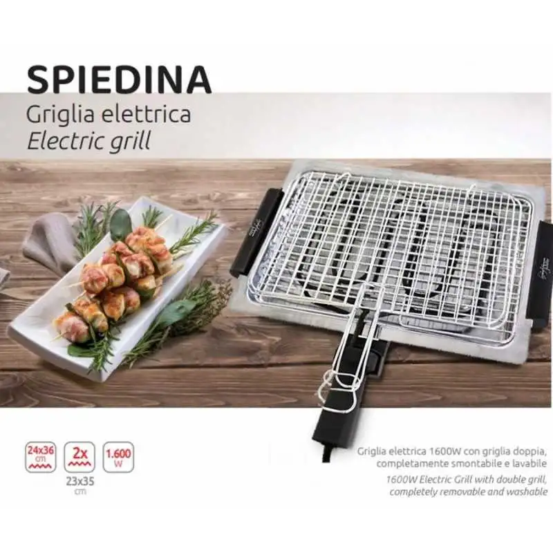 BISTECCHIERA Grill BARBECUE PIASTRA ELETTRICA 1600 WATT MELCHIONI FAMILY 24x36