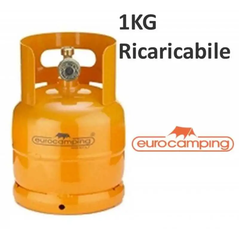 BOMBOLA GAS 1KG PROPANO RICARICABILE VUOTA CAMPING FORNELLINO