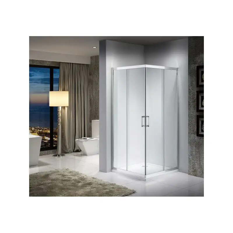 Box doccia in vetro trasparente-clear ad angolo Cm. 68x118