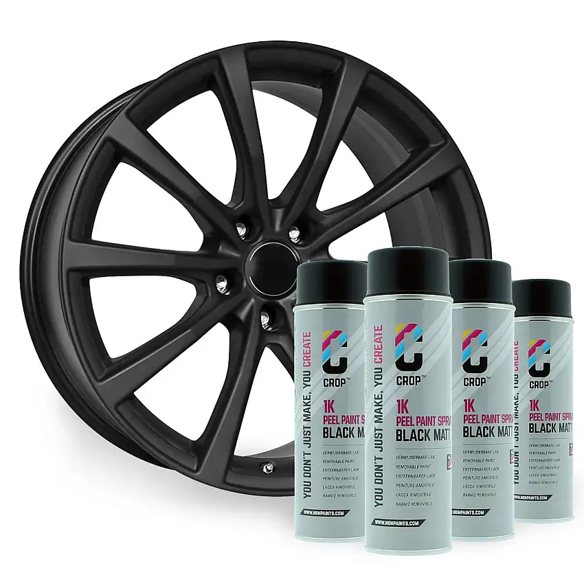 CROP Peel Paint Spray Set Cerchi OPACO NERI - 4x 500ml
