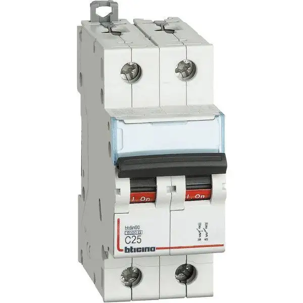 BTICINO FN82C25 - Magnetotermico 2P curva C - In= 25A - Icn= 6kA - Vn= 400 Vac - 2 moduli