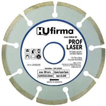 DISCO DIAMANTATO A SETTORI HU-FIRMA PROF-LAS DIA.115 MM