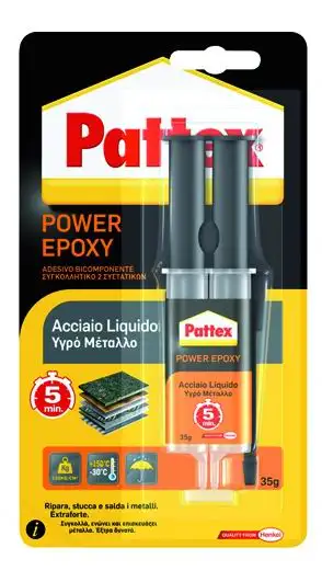 ADESIVI PATTEX POWER-EPOXY ACCIAIO LIQUIDO SIR.  35 G 6 PZ