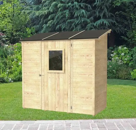 Casetta da giardino addossata VANIGLIA in legno di abete 207x102cm - Porta singola finestrata – PEFC – ALCE