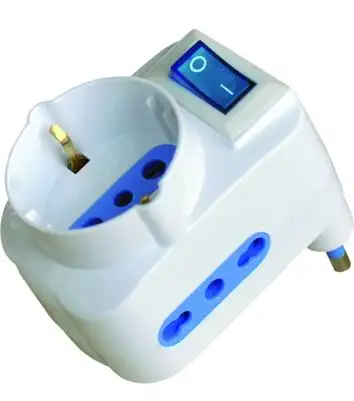 ADATTATORI VIGOR CON INTERRUTTORE TRIPLO 10/16A+SCHUKO SPINA 16A 6 PZ