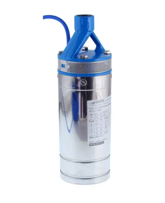 Pompa sommersa per acque chiare 12V DC Q/l 50-0 Hm 0-25 + 9mt cavo senza quadro elettrico e pannello solare