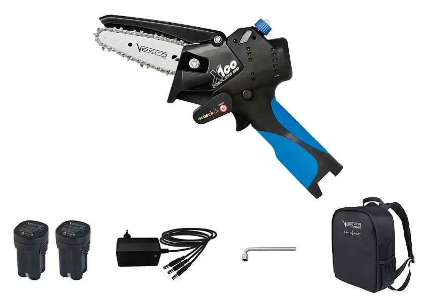 Motosega Prof. X100 cordless 14,4V (Lub. Aut.) con doppia unita LitePRO 38
