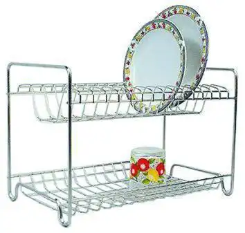 SCOLAPIATTI ACCIAIO INOX 18/8 A DUE PIANI FX 35   50 CM