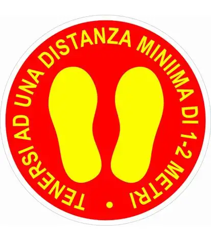 SEGNALE ADESIVO CALPESTABILI DISTANZA MINIMA 1-2M DIA. 20 CM