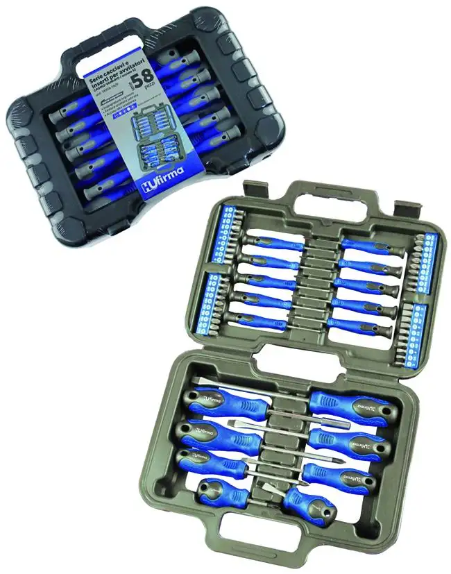 SERIE CACCIAVITI/INSERTI HU-FIRMA CROMO-VAN SET 58 PZ