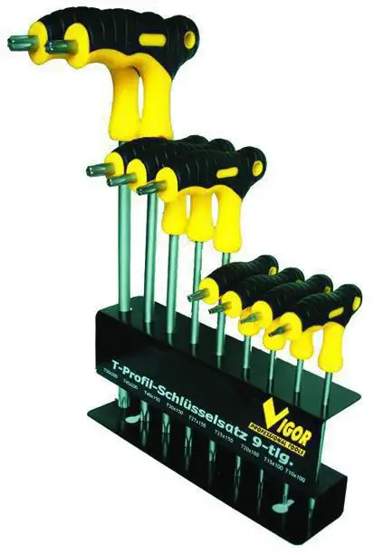 SERIE CACCIAVITI VIGOR CRV TORX MANICO A T PEZZI 9