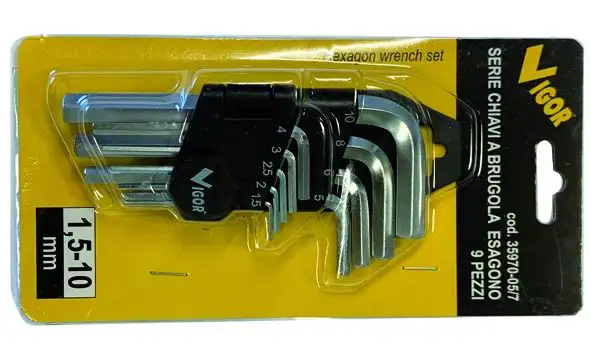 SERIE CHIAVI A BRUGOLA VIGOR ESAGONALI 9PZ 1,5-10 MM