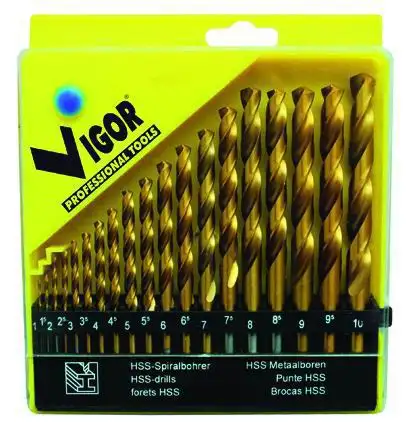 SERIE PUNTE HSS VIGOR TITANIUM    19 PZ  1-10 MM