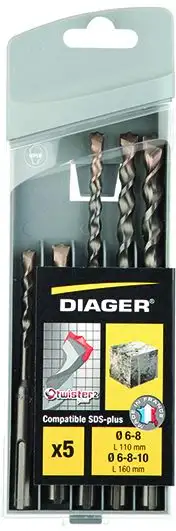 SERIE PUNTE SDS-PLUS DIAGER ART.136C TWISTER  5 PEZZI