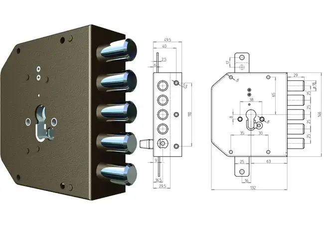 SERRATURA CR DA APPLICARE 2000G-01MC SENZA SCROCCO DX  60 MM
