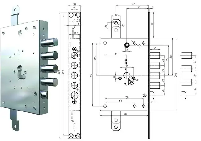 SERRATURA CR PER PORTE BLINDATE 7056G-01 APPLICARE REV. 61 MM