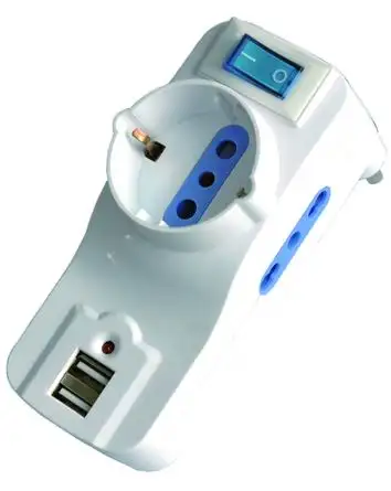 ADATTATORI VIGOR CON INTERRUTTORE TRIPLO SCHUKO +2USB SPINA 16A