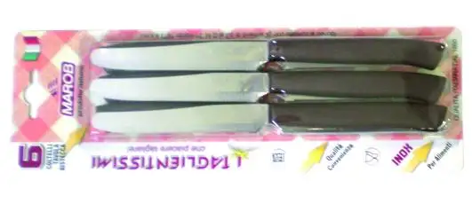 COLTELLI MARIETTI TAVOLA DENTATI P.TONDA 6PZ MARRONE 10 CF