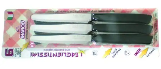 COLTELLI MARIETTI TAVOLA DENTATI P.TONDA 6PZ NERO 10 CF