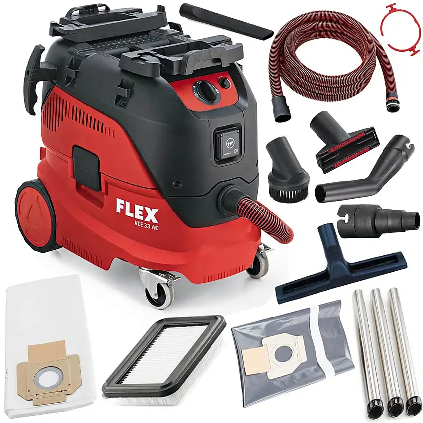 FLEX VCE 33 L AC Aspiratore Per Levigatrici 1400 Watt Da 30lt Pulizia Automatica Del Filtro - Classe L Con Accessori